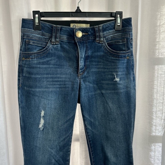 Democracy Dark Blue Distressed Ankle Jeans - Picture 3 of 6